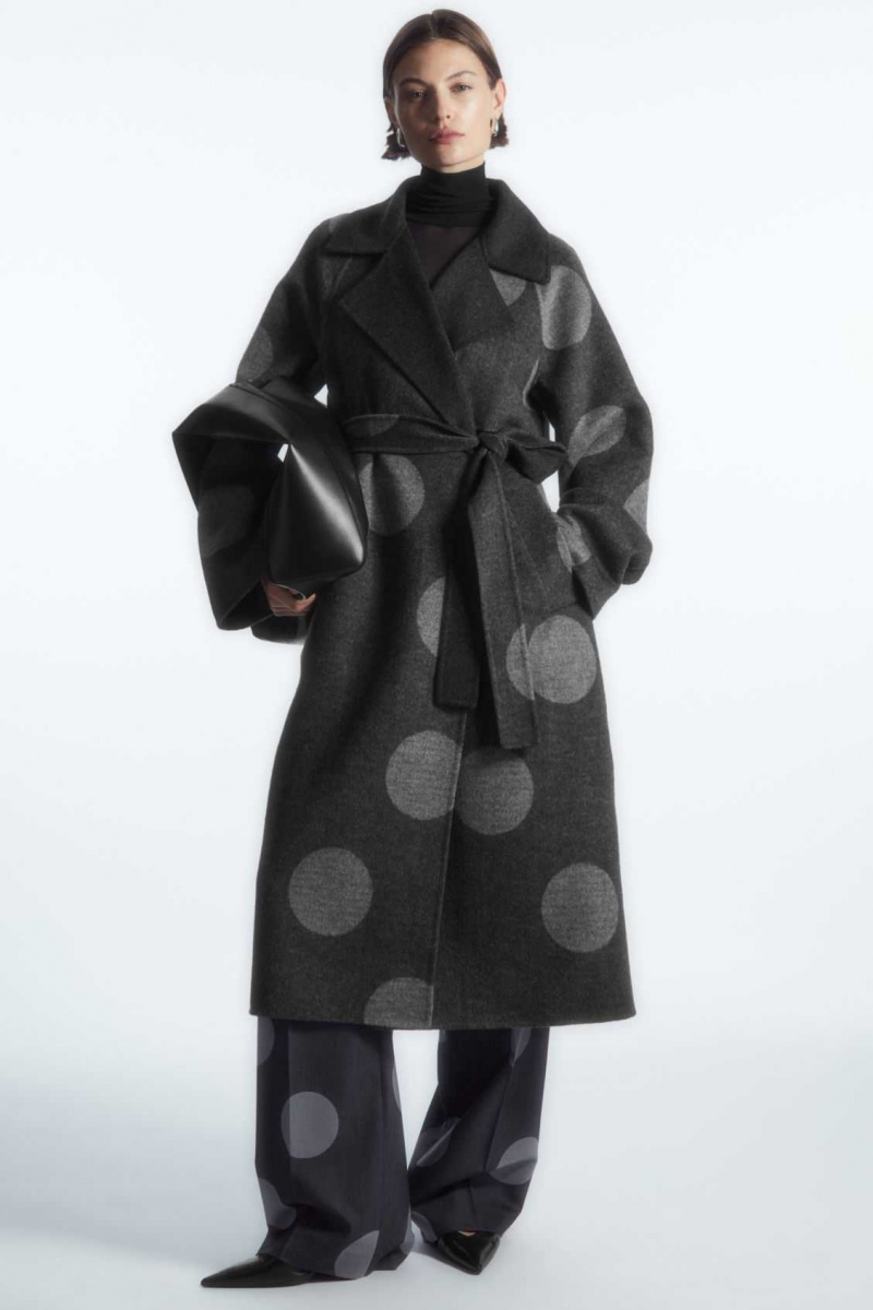 GRAY / POLKA-DOT COS OVERSIZED POLKA-DOT WOOL COAT | EWJ-904217