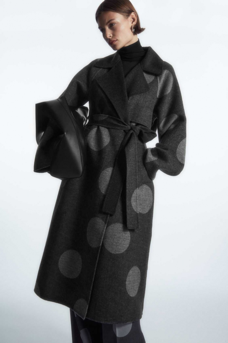 GRAY / POLKA-DOT COS OVERSIZED POLKA-DOT WOOL COAT | EWJ-904217