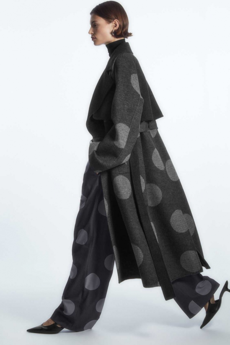 GRAY / POLKA-DOT COS OVERSIZED POLKA-DOT WOOL COAT | EWJ-904217