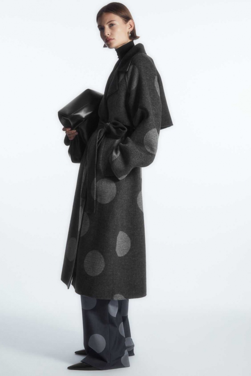 GRAY / POLKA-DOT COS OVERSIZED POLKA-DOT WOOL COAT | EWJ-904217