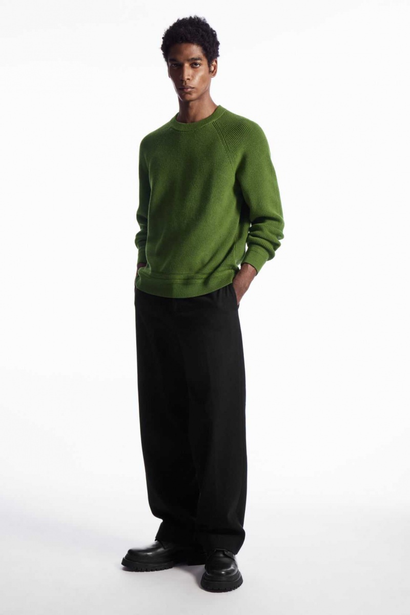 GREEN COS CREW-NECK WOOL SWEATER | ROW-463059