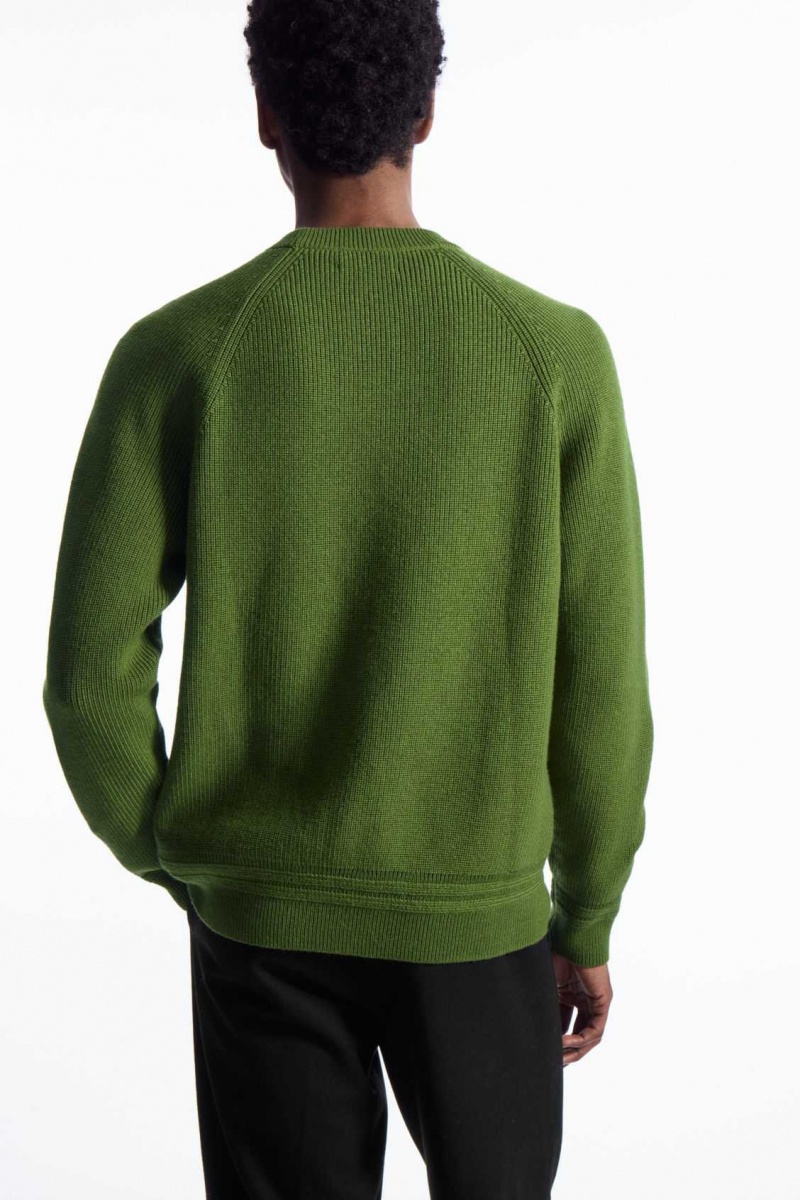 GREEN COS CREW-NECK WOOL SWEATER | ROW-463059