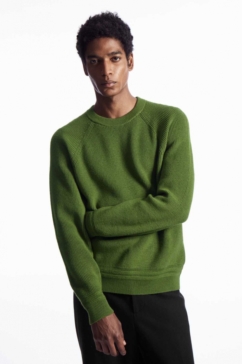 GREEN COS CREW-NECK WOOL SWEATER | ROW-463059