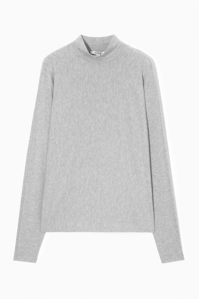 GREY MÉLANGE COS RELAXED LONG-SLEEVED ROLL-NECK TOP | AQT-201758