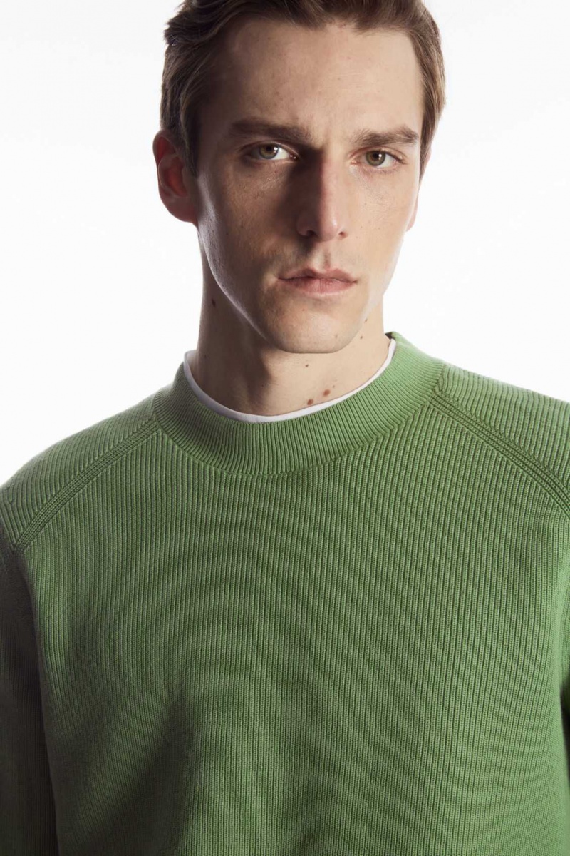 KHAKI GREEN COS RIBBED-KNIT SWEATER | OQT-137968