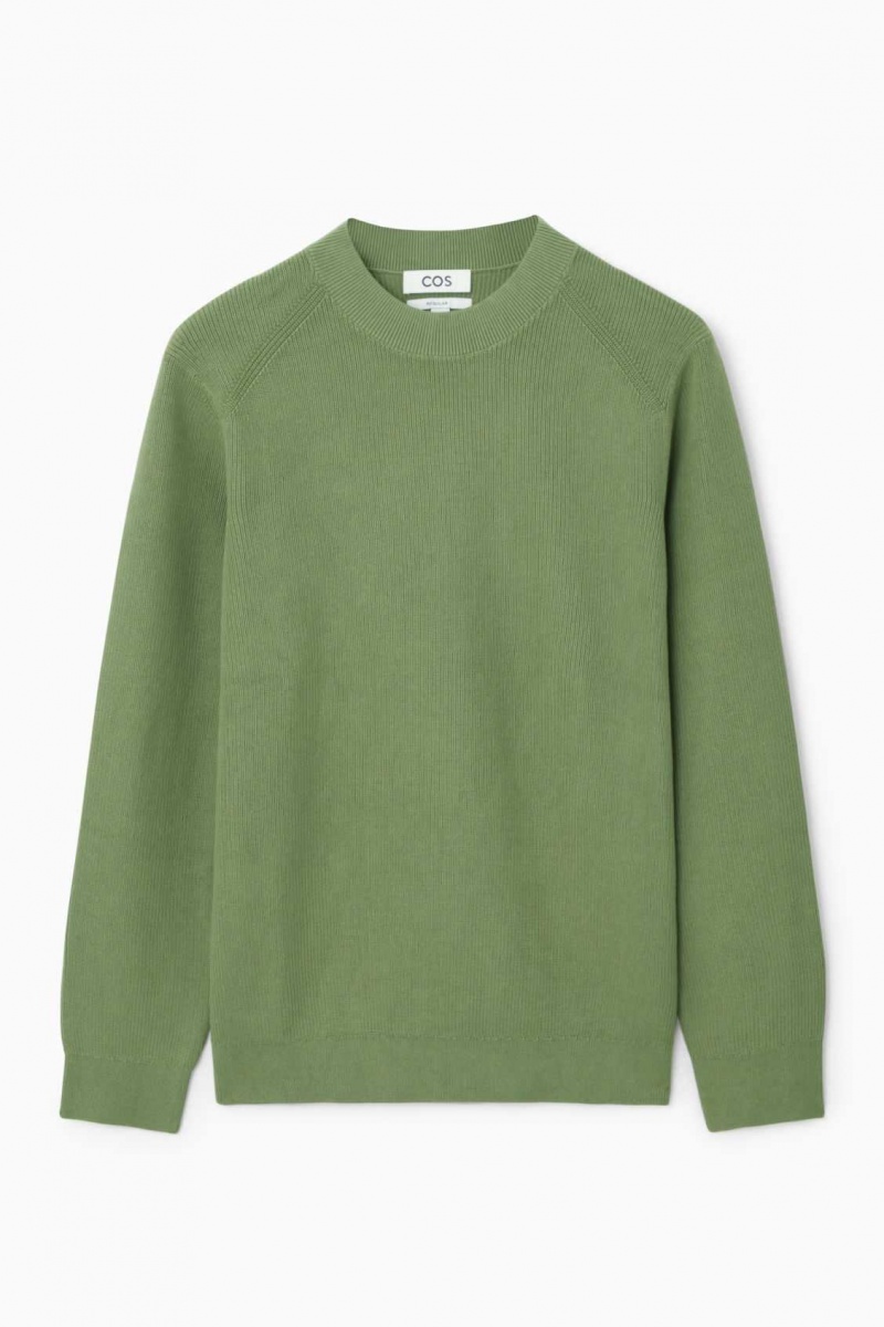 KHAKI GREEN COS RIBBED-KNIT SWEATER | OQT-137968