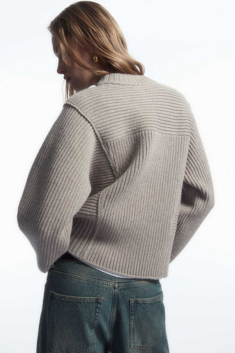 LIGHT BEIGE COS CHUNKY PANELED WOOL SWEATER | WLO-470916