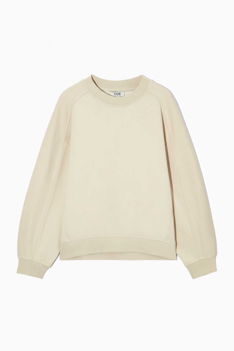 LIGHT BEIGE COS CONTRAST-PANEL CREW-NECK SWEATSHIRT | MWL-186025