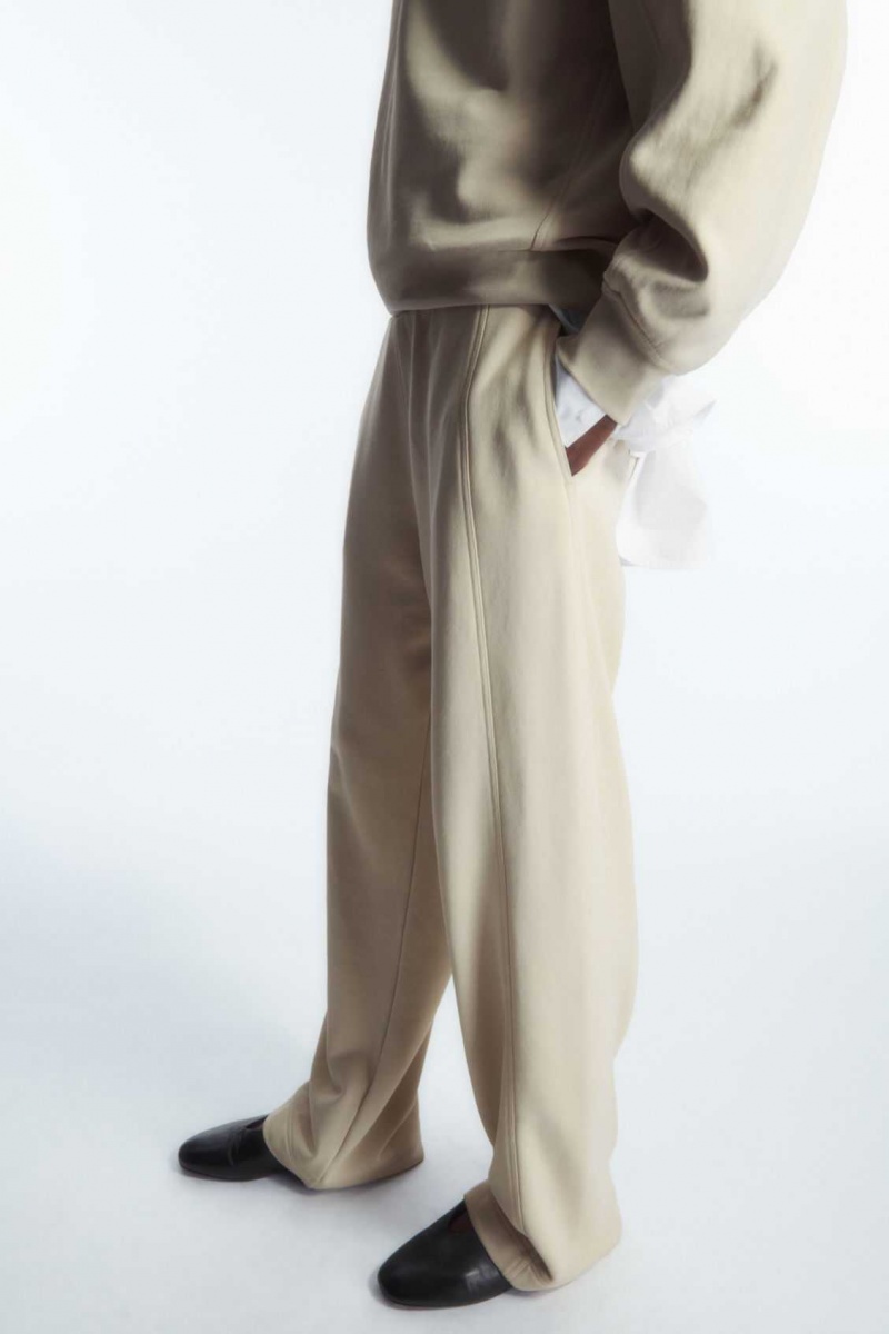 LIGHT BEIGE COS EXPOSED-SEAM JERSEY SWEATPANTS | QIR-419857