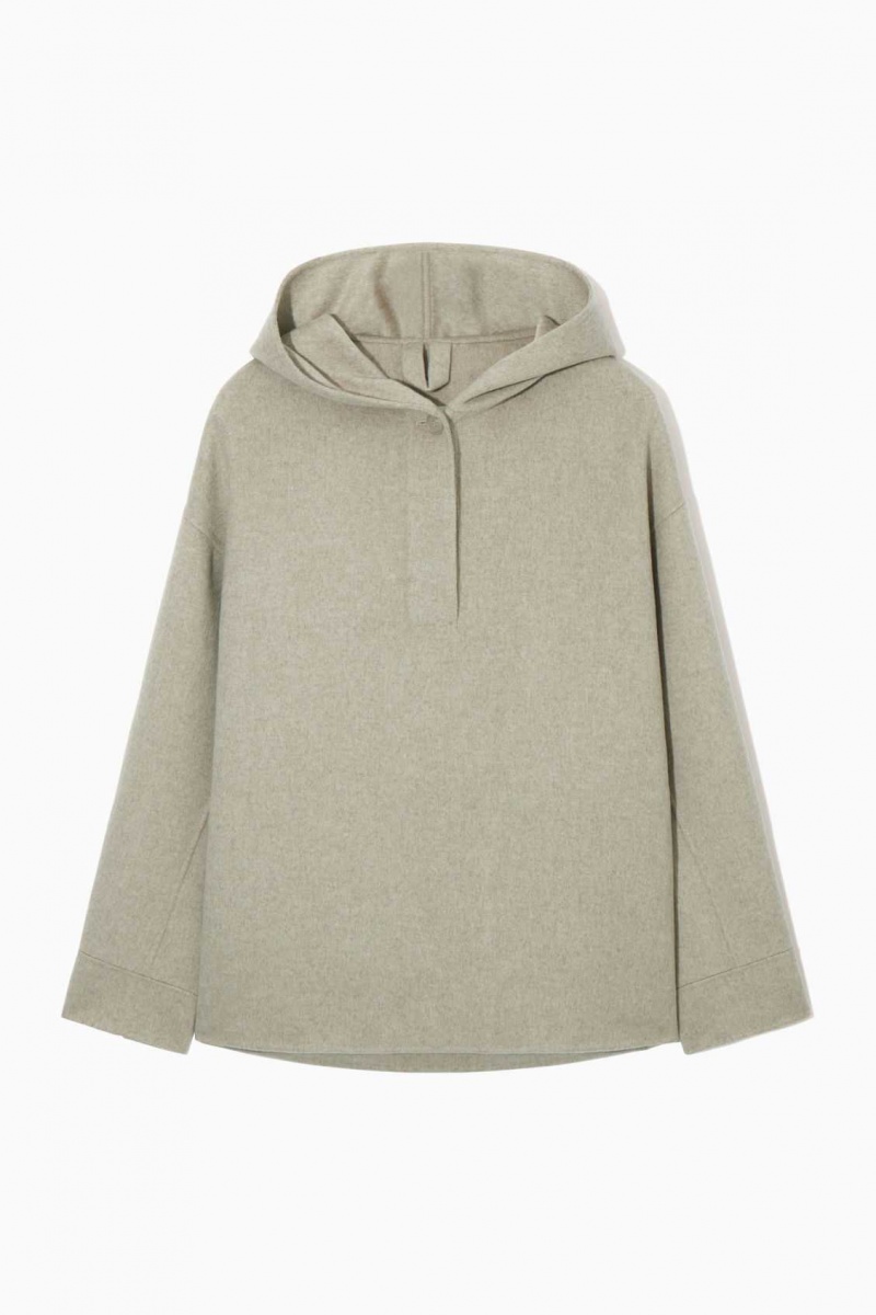 LIGHT BEIGE COS OVERSIZED DOUBLE-FACED WOOL HOODIE | GYE-245963