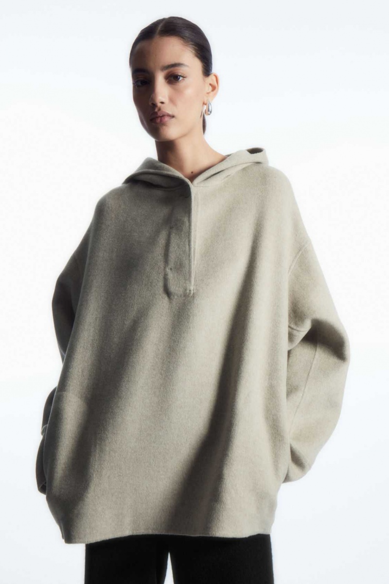 LIGHT BEIGE COS OVERSIZED DOUBLE-FACED WOOL HOODIE | GYE-245963