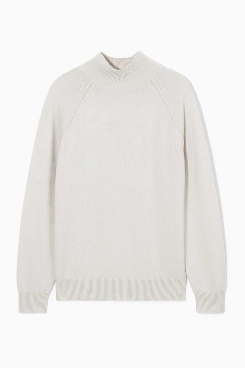 LIGHT BEIGE COS PURE CASHMERE FUNNEL-NECK JUMPER | WYZ-153274