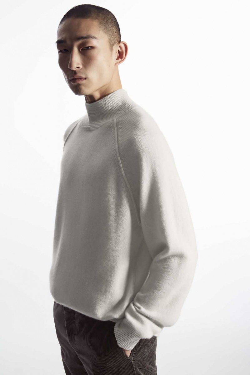 LIGHT BEIGE COS PURE CASHMERE FUNNEL-NECK JUMPER | WYZ-153274