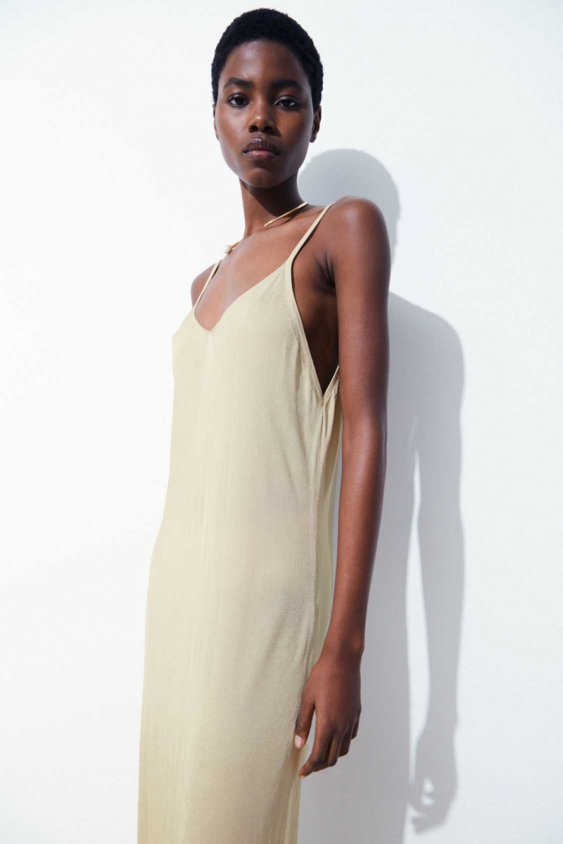 LIGHT BEIGE COS THE SHEER KNITTED SLIP DRESS | GDL-548702