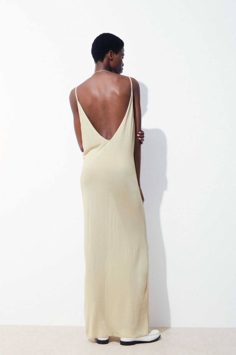 LIGHT BEIGE COS THE SHEER KNITTED SLIP DRESS | GDL-548702