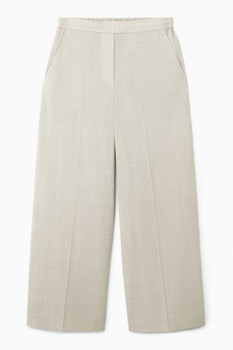 LIGHT BEIGE COS VOLUMINOUS WIDE-LEG WOOL PANTS | WXV-578624