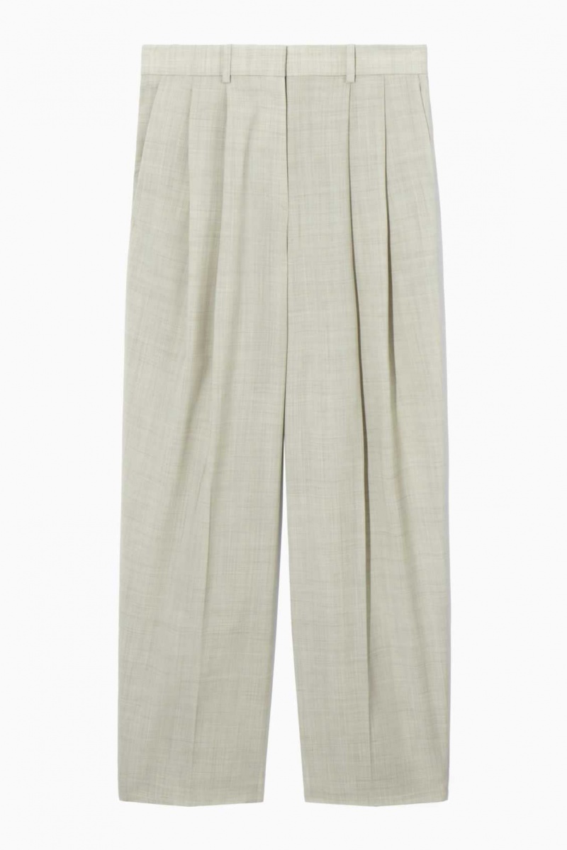 LIGHT BEIGE COS WIDE-LEG TAILORED WOOL PANTS | GCV-106837