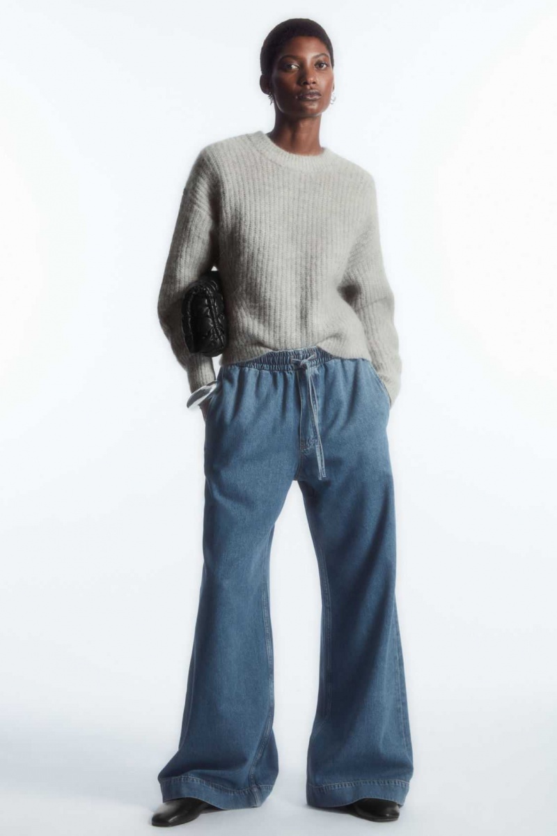 LIGHT GRAY MÉLANGE COS CROPPED ALPACA AND WOOL-BLEND SWEATER | GYQ-915423