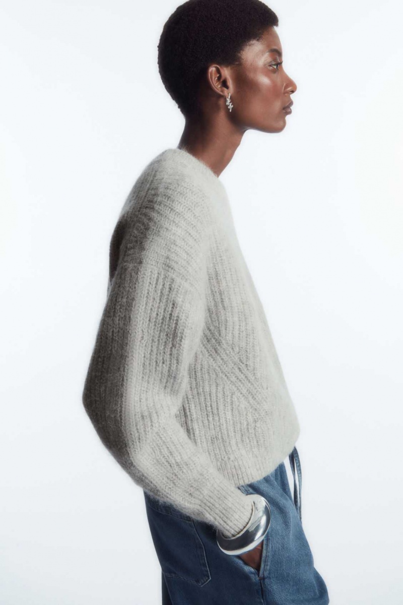 LIGHT GRAY MÉLANGE COS CROPPED ALPACA AND WOOL-BLEND SWEATER | GYQ-915423