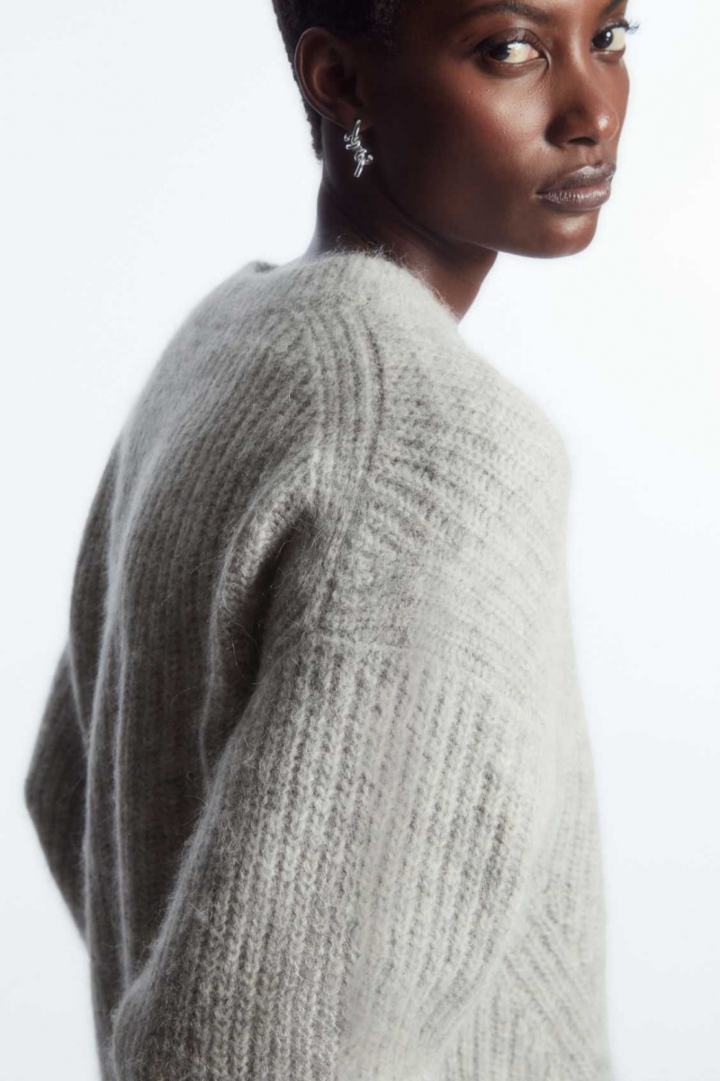 LIGHT GRAY MÉLANGE COS CROPPED ALPACA AND WOOL-BLEND SWEATER | GYQ-915423