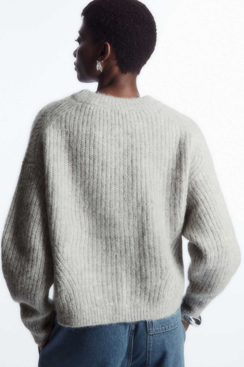 LIGHT GRAY MÉLANGE COS CROPPED ALPACA AND WOOL-BLEND SWEATER | GYQ-915423