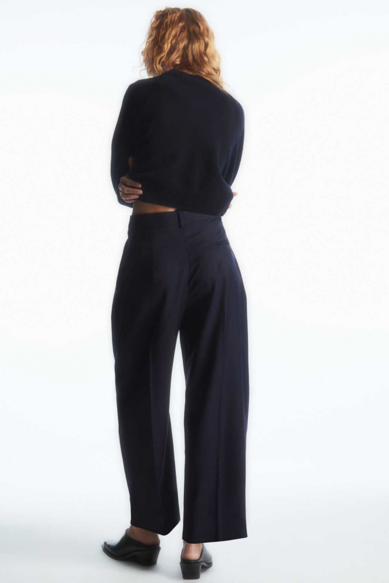 NAVY COS BARREL-LEG WOOL PANTS | KTE-238694