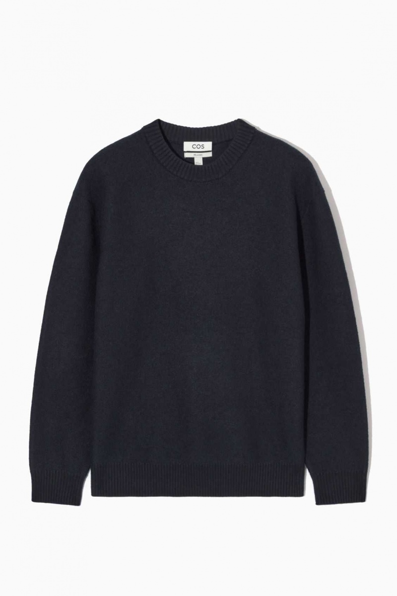 NAVY COS BOILED-WOOL CREW-NECK SWEATER | EYW-916243