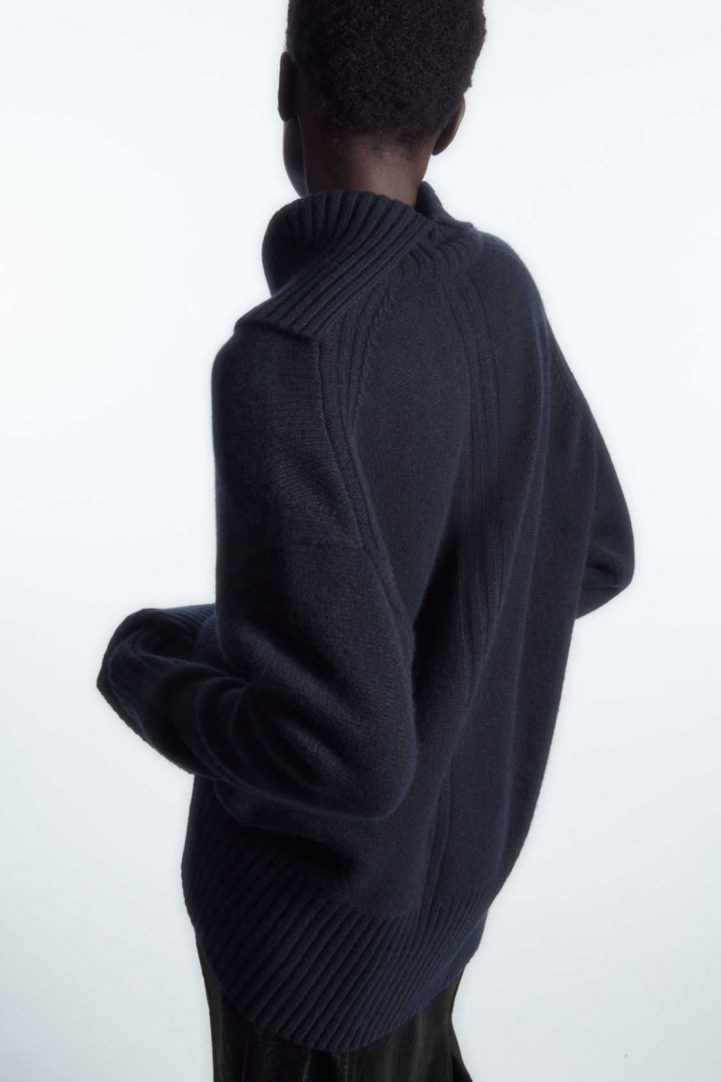 NAVY COS OVERSIZED PURE CASHMERE ROLL-NECK JUMPER | DLR-513760