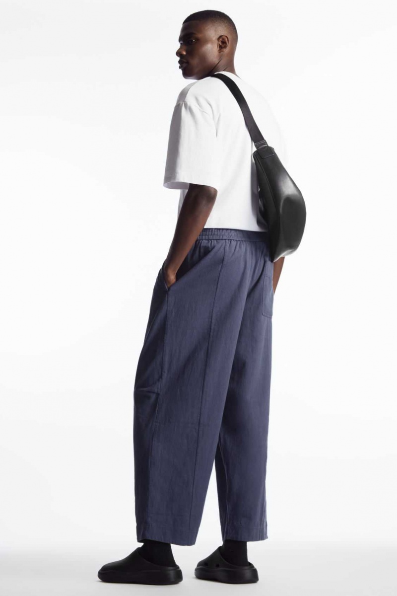 NAVY COS PLEATED WIDE-LEG CHAMBRAY PANTS | IJA-804573