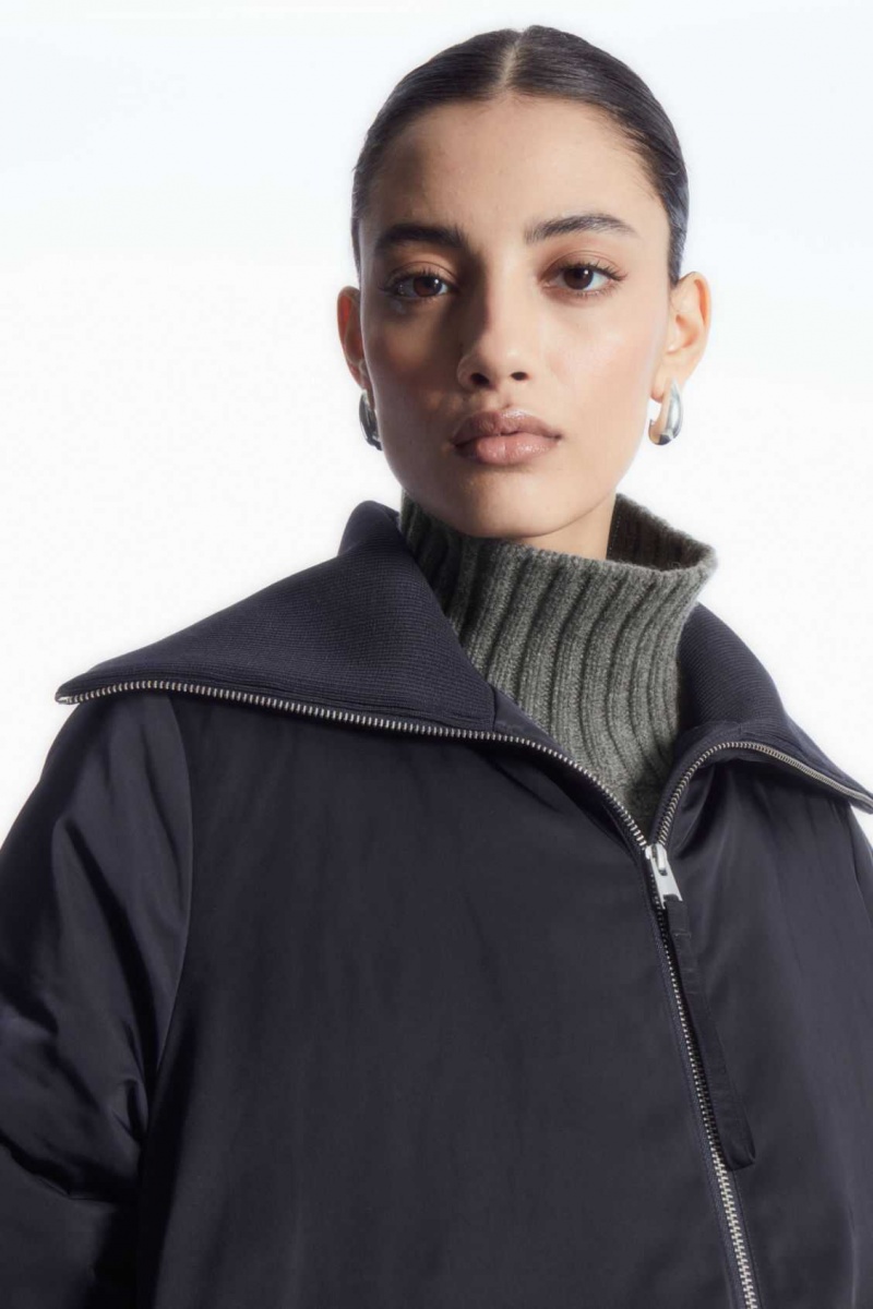 NAVY COS RIBBED-COLLAR PUFFER JACKET | UBG-329057