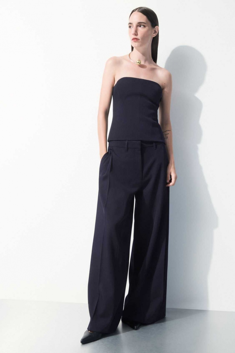 NAVY COS THE WIDE-LEG WOOL TROUSERS | VOS-486053