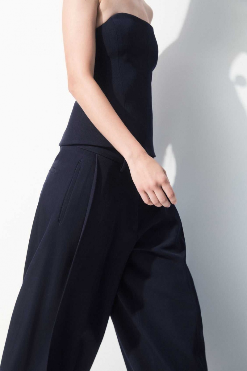 NAVY COS THE WIDE-LEG WOOL TROUSERS | VOS-486053