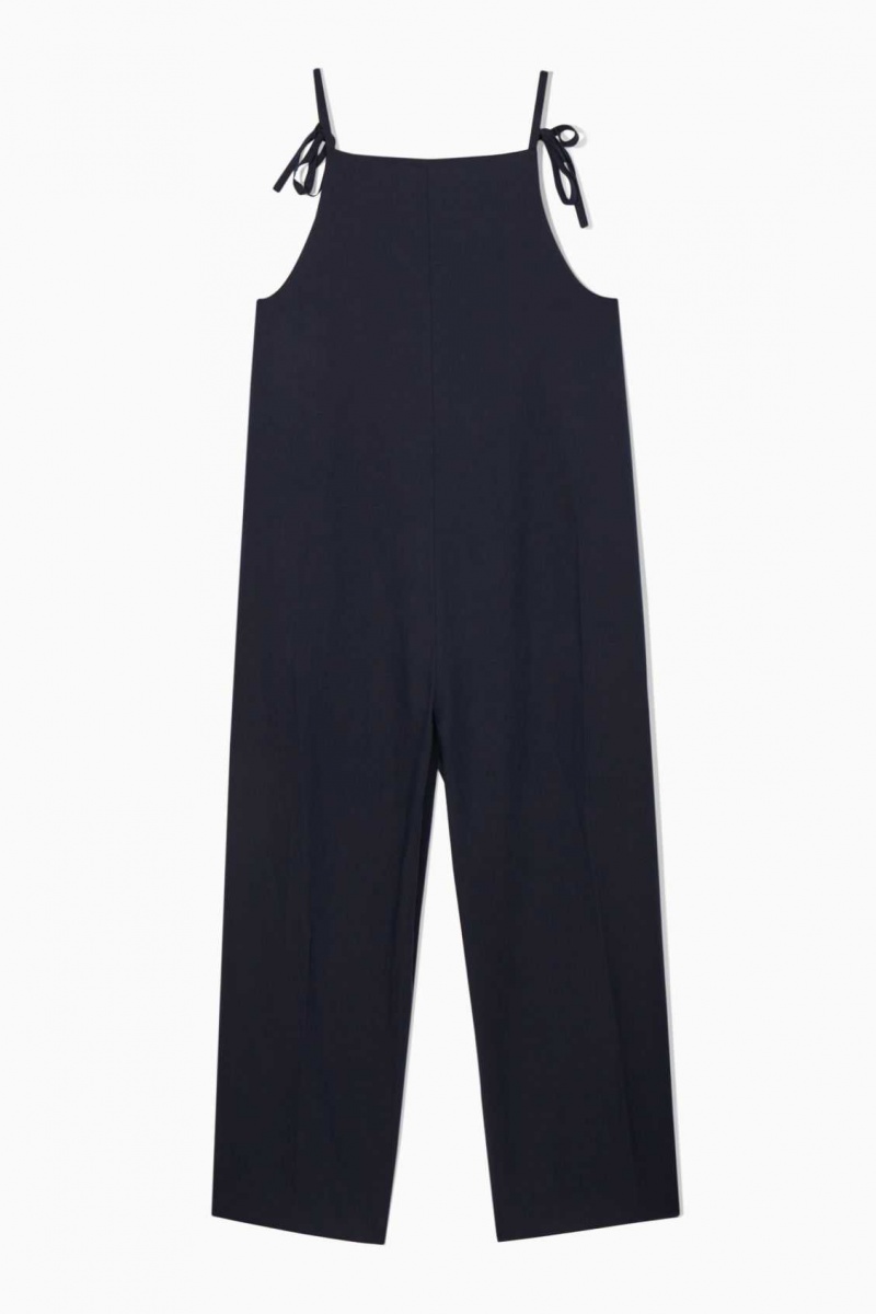 NAVY COS TIE-DETAIL LINEN JUMPSUIT | GZD-679402