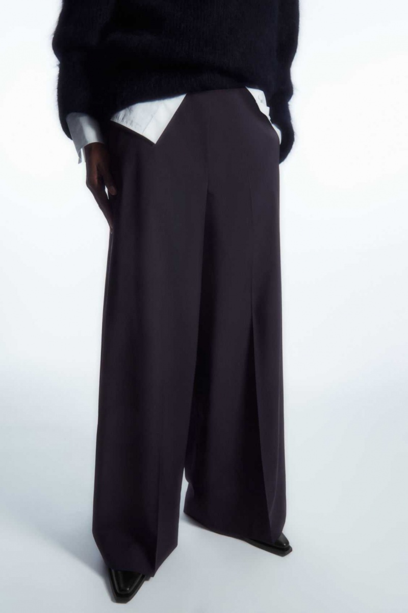 NAVY COS VOLUMINOUS WIDE-LEG WOOL PANTS | INR-504637