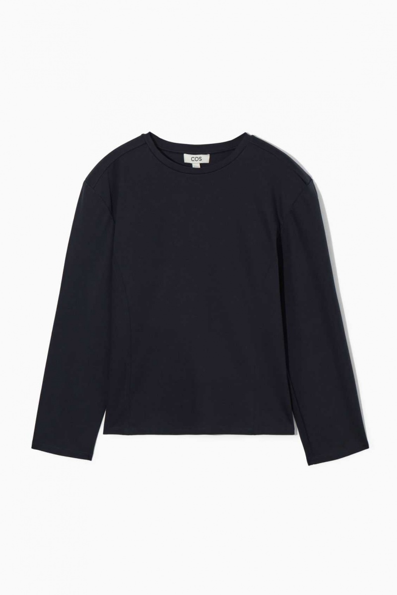 NAVY COS WAISTED LONG-SLEEVED TOP | NBW-073549