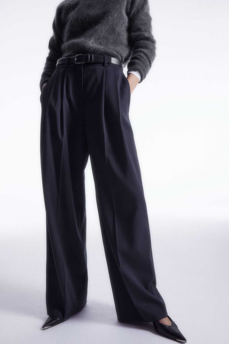 NAVY COS WIDE-LEG TAILORED WOOL PANTS | GNM-194032