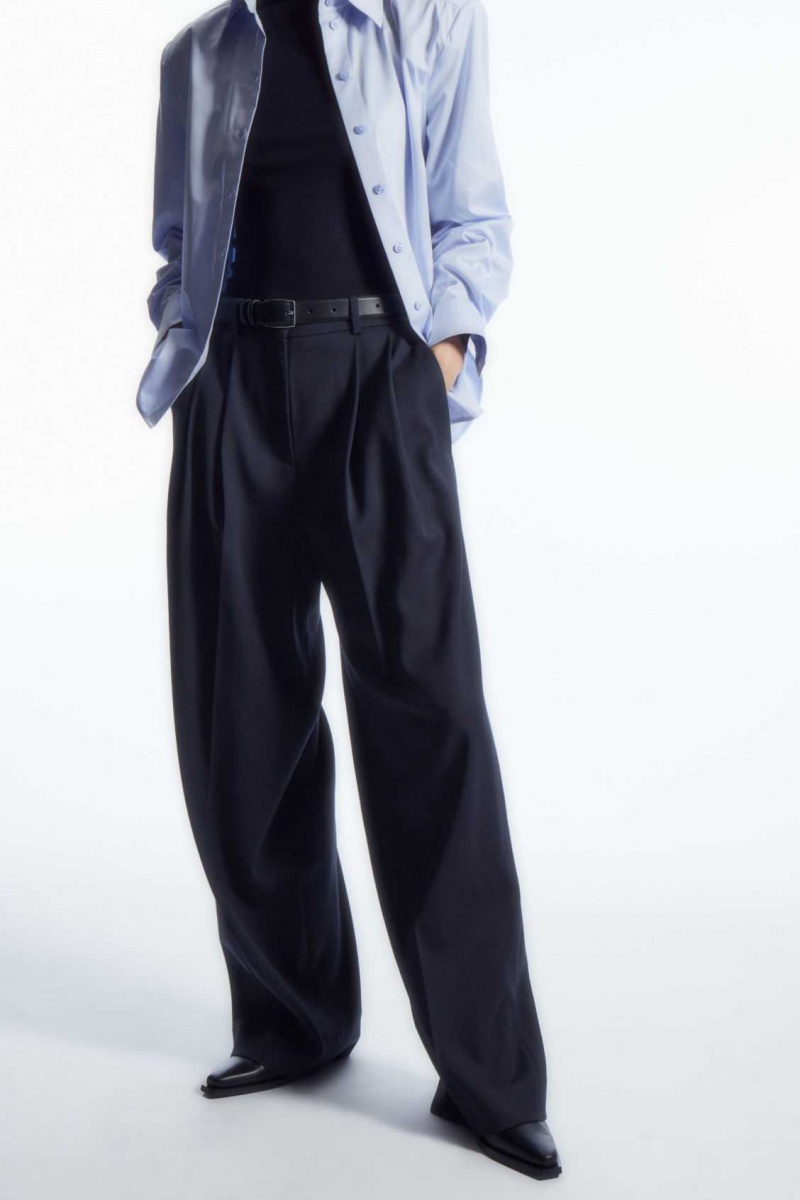 NAVY COS WIDE-LEG TAILORED WOOL PANTS | SJD-671850