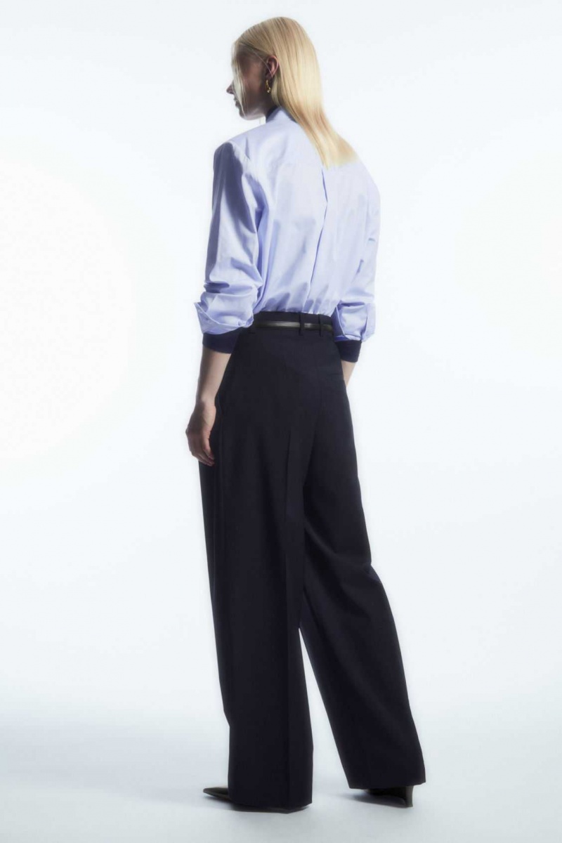 NAVY COS WIDE-LEG TAILORED WOOL PANTS | UDI-290185