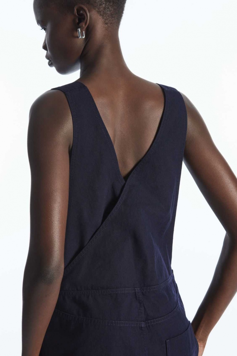 NAVY COS WRAP-BACK WIDE-LEG OVERALLS | XQV-781953