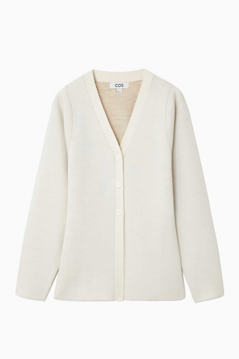 OFF-WHITE COS WAISTED DOUBLE-FACED WOOL CARDIGAN | PFZ-972564