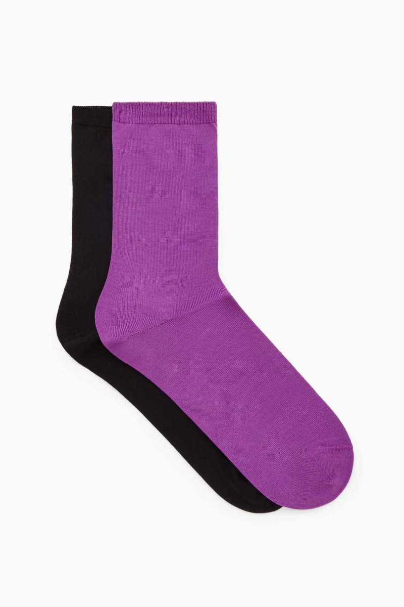 PURPLE COS 2-PACK MERCERIZED COTTON SOCKS | KCM-579802