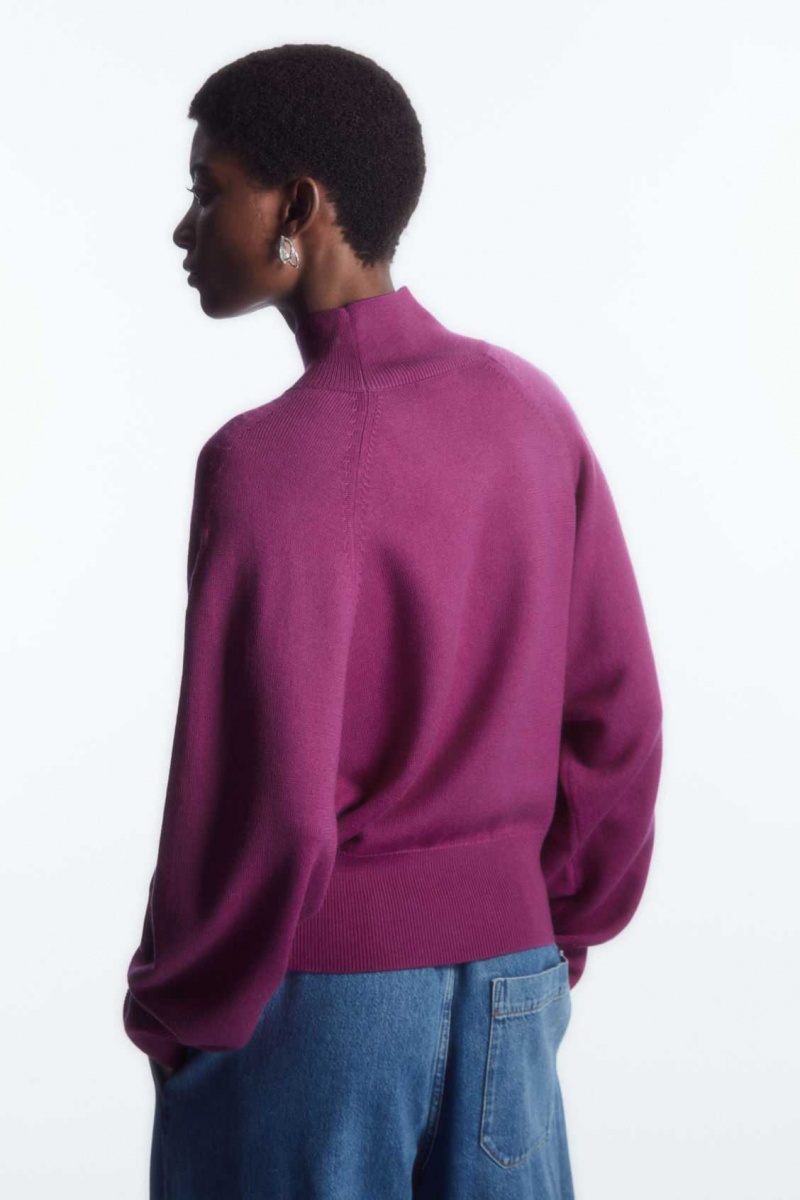 PURPLE COS BATWING-SLEEVE MERINO WOOL SWEATER | DGB-789406