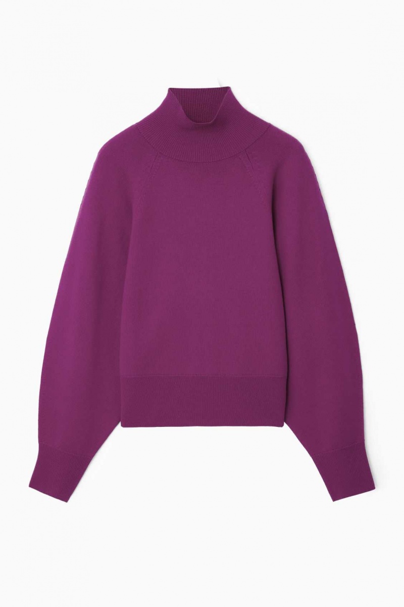 PURPLE COS BATWING-SLEEVE MERINO WOOL SWEATER | DGB-789406