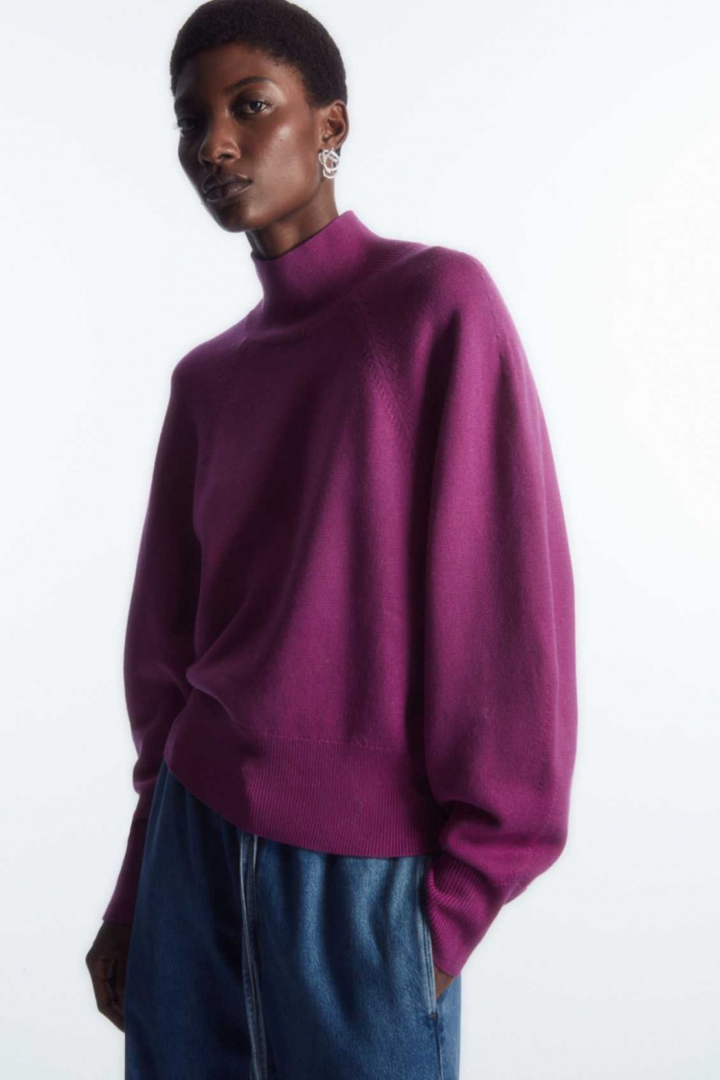 PURPLE COS BATWING-SLEEVE MERINO WOOL SWEATER | DGB-789406