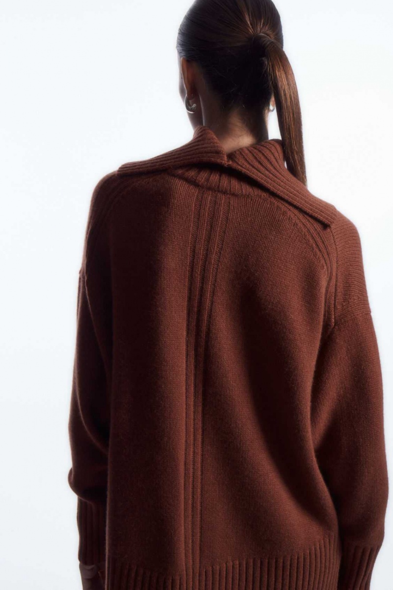 RUST COS OVERSIZED PURE CASHMERE ROLL-NECK SWEATER | EFG-246389