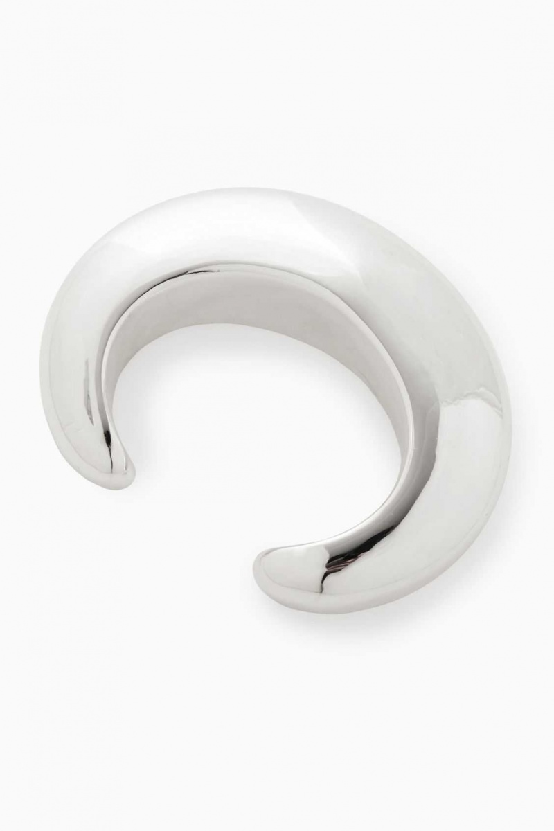 SILVER COS DOMED OVERSIZED BANGLE | HQK-412039