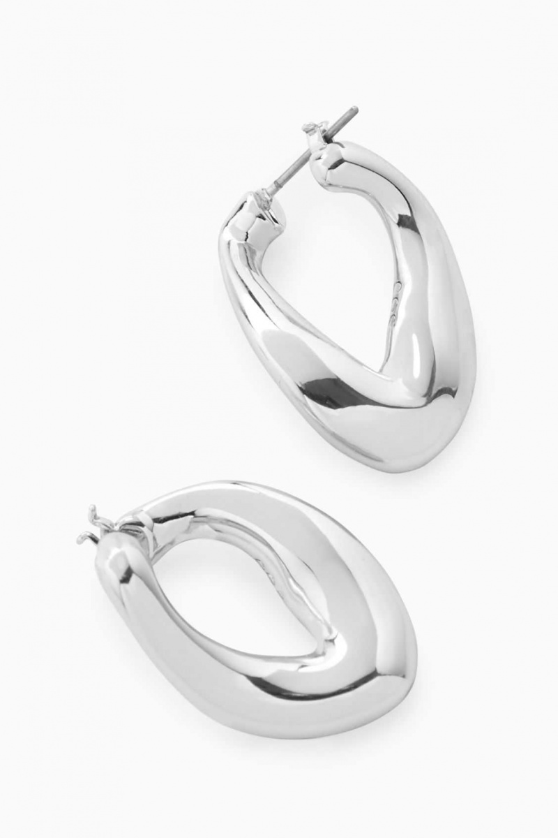 SILVER COS TWISTED HOOP EARRINGS | ZOM-632701