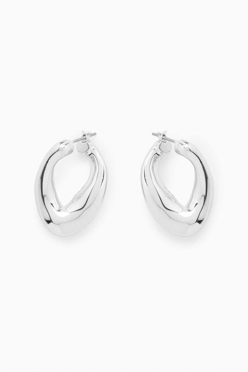 SILVER COS TWISTED HOOP EARRINGS | ZOM-632701