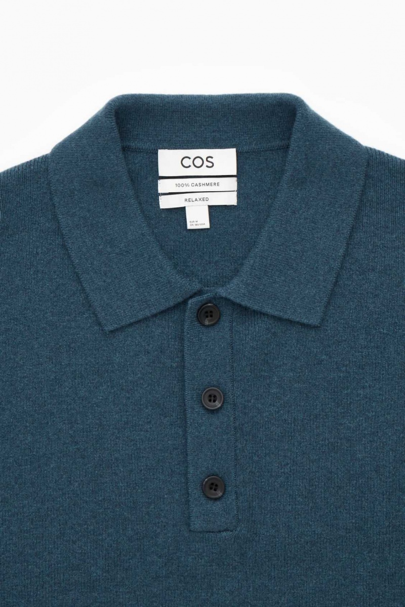 TEAL COS PURE CASHMERE POLO SHIRT | NOI-945816