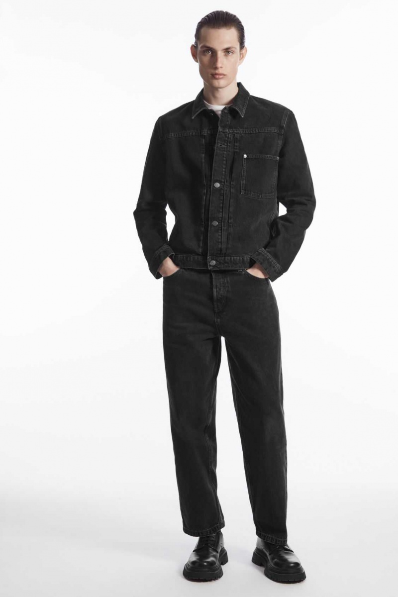 WASHED BLACK COS BOXY DENIM JACKET | DSA-389206